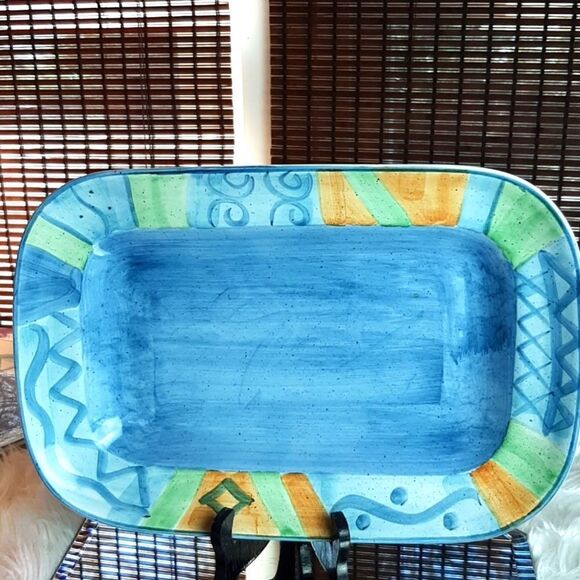 LIVING ART Ceramic Tray  Handpainted  New - Picture 1 of 11